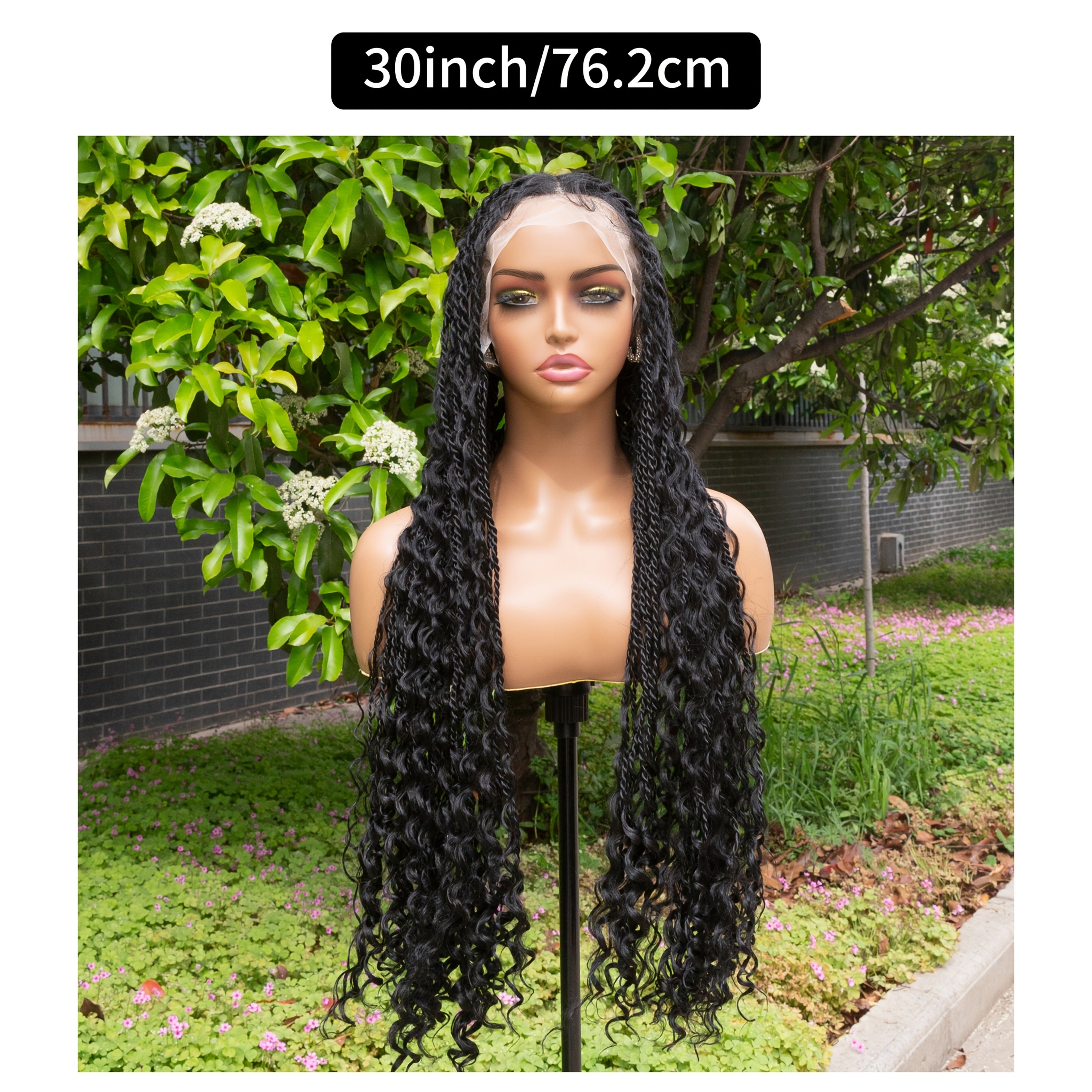 Full Lace Original Braids Wigs, Non-Grafted Knotless Box Braided Wig with Boho Curls Handmade Braids Detachable, Reused, Real like Born Braids Black Wig for Black Women Bohemian Braids 30 Inch